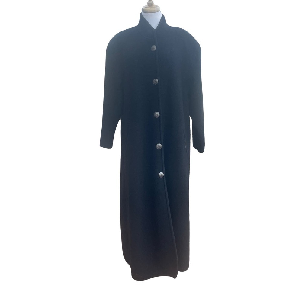GEIGER Collections Black Long Wool Coat Made in Austria - EU size 36